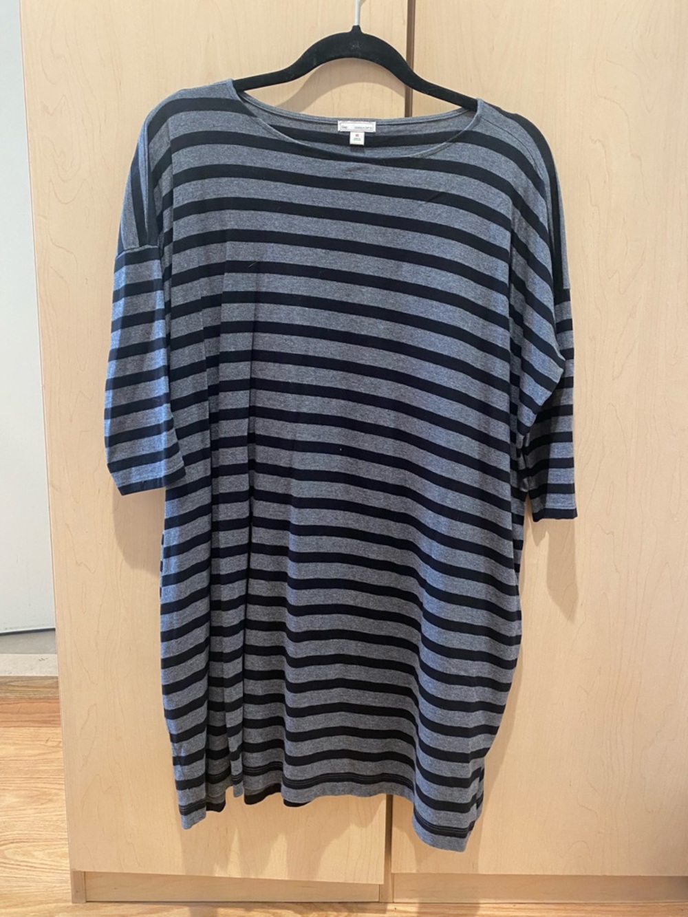 GAP Black & Gray Striped Dolman Sleeve Dress